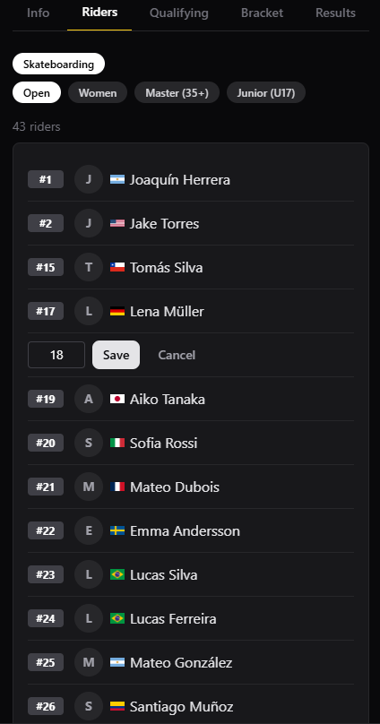 Configurable bib numbers in r4wRun