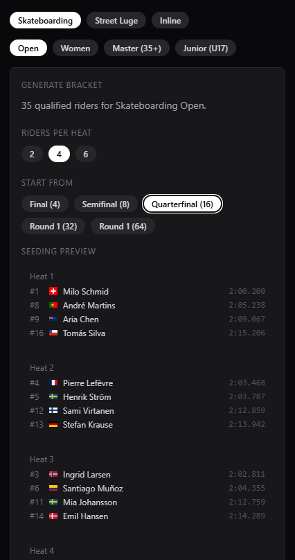 Bracket generation settings in r4wRun